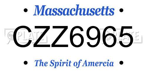 CZZ6965 Massachusetts License Plate
