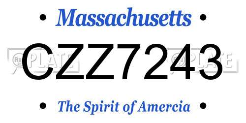 CZZ7243 Massachusetts License Plate