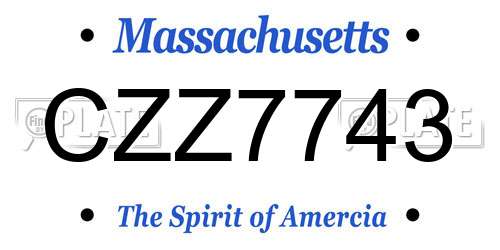 CZZ7743 Massachusetts License Plate