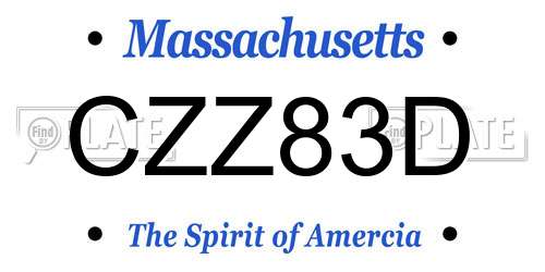 CZZ83D Massachusetts License Plate