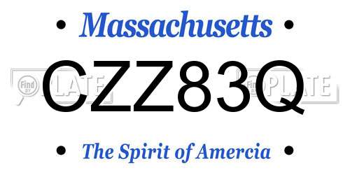 CZZ83Q Massachusetts License Plate
