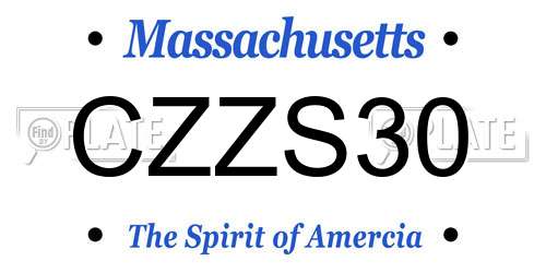CZZS30 Massachusetts License Plate