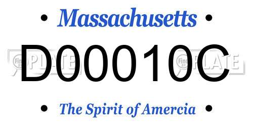 D00010C Massachusetts License Plate
