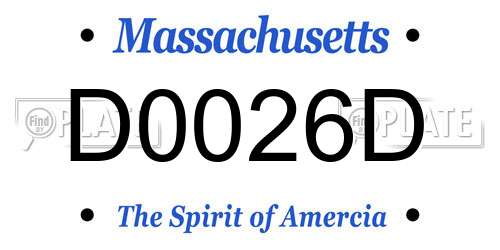 D0026D Massachusetts License Plate