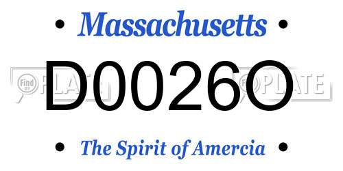 D0026O Massachusetts License Plate