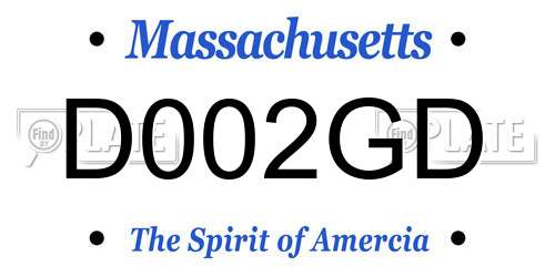 D002GD Massachusetts License Plate