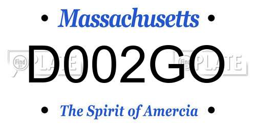 D002GO Massachusetts License Plate