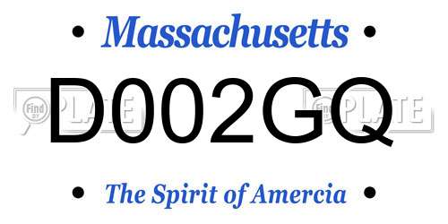 D002GQ Massachusetts License Plate