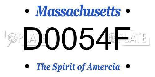 D0054F Massachusetts License Plate