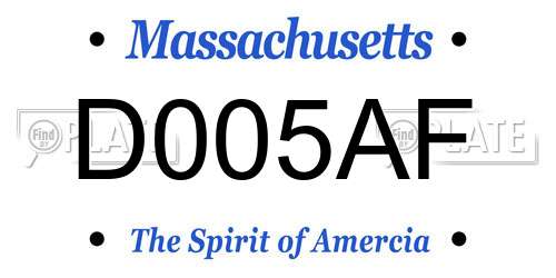 D005AF Massachusetts License Plate