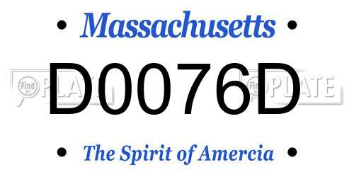 D0076D Massachusetts License Plate