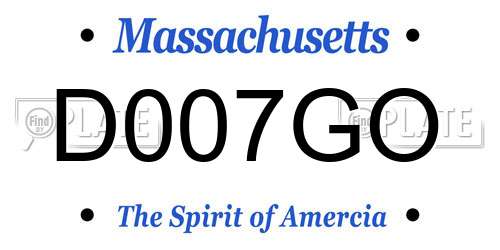 D007GO Massachusetts License Plate
