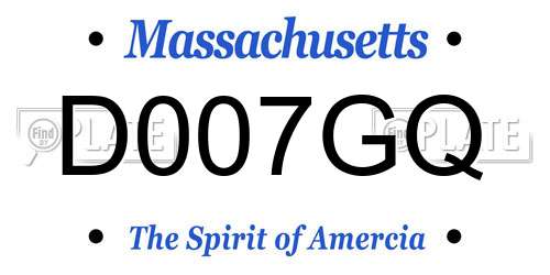D007GQ Massachusetts License Plate