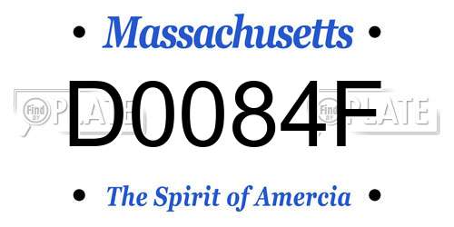 D0084F Massachusetts License Plate