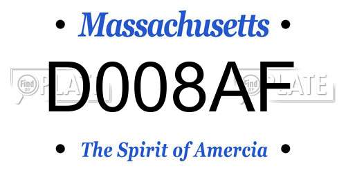 D008AF Massachusetts License Plate
