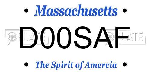 D00SAF Massachusetts License Plate