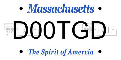 D00TGD Massachusetts License Plate
