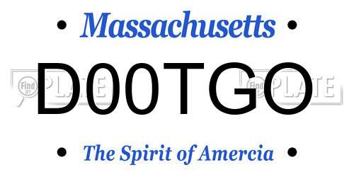 D00TGO Massachusetts License Plate