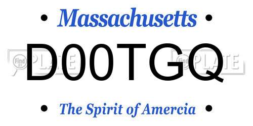 D00TGQ Massachusetts License Plate