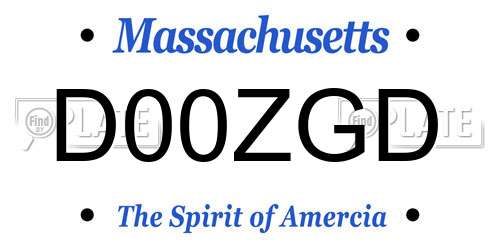 D00ZGD Massachusetts License Plate