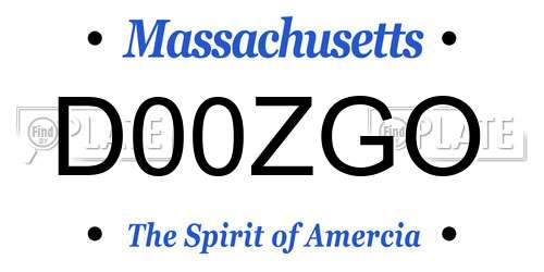 D00ZGO Massachusetts License Plate