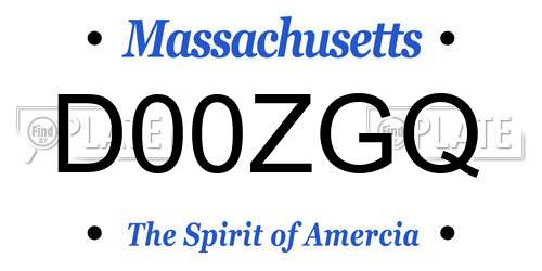 D00ZGQ Massachusetts License Plate