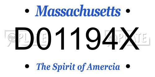 D01194X Massachusetts License Plate