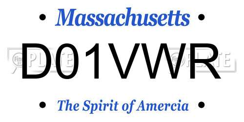 D01VWR Massachusetts License Plate