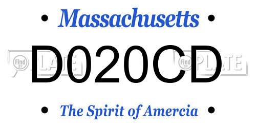 D020CD Massachusetts License Plate