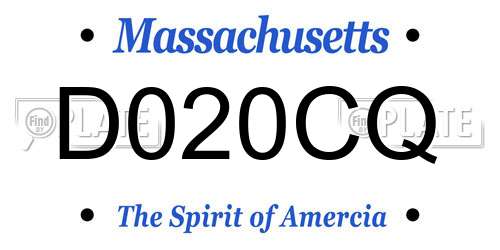 D020CQ Massachusetts License Plate