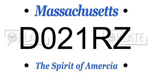 D021RZ Massachusetts License Plate