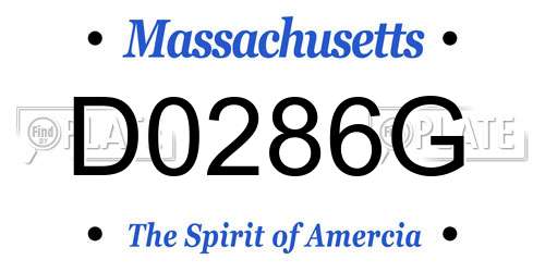 D0286G Massachusetts License Plate