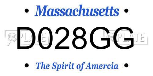 D028GG Massachusetts License Plate