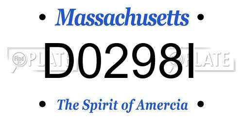 D0298I Massachusetts License Plate