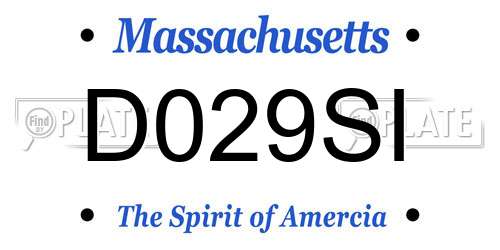 D029SI Massachusetts License Plate