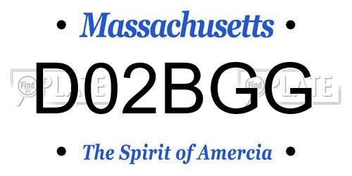 D02BGG Massachusetts License Plate