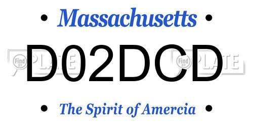 D02DCD Massachusetts License Plate