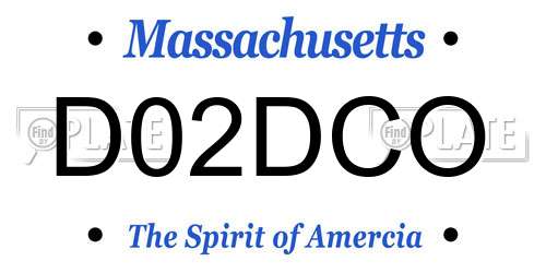 D02DCO Massachusetts License Plate