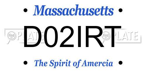 D02IRT Massachusetts License Plate
