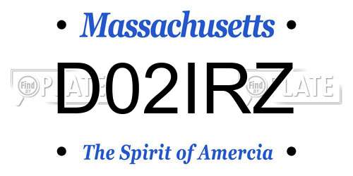 D02IRZ Massachusetts License Plate