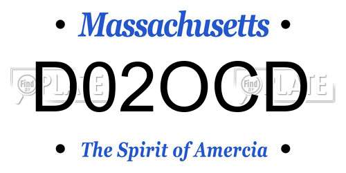 D02OCD Massachusetts License Plate