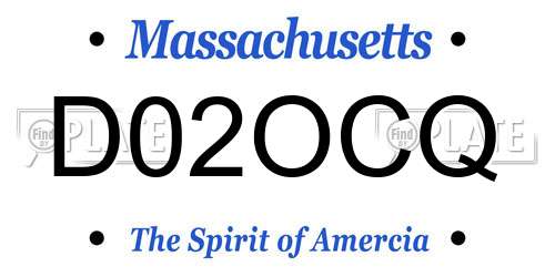 D02OCQ Massachusetts License Plate