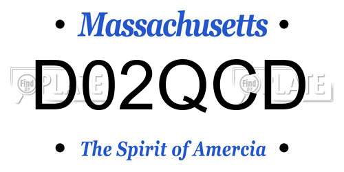 D02QCD Massachusetts License Plate