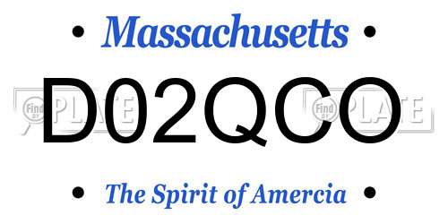 D02QCO Massachusetts License Plate