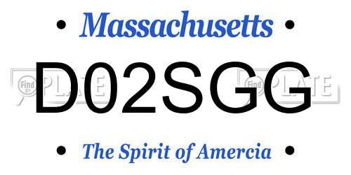 D02SGG Massachusetts License Plate