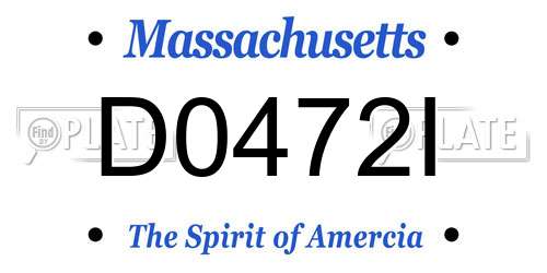 D0472I Massachusetts License Plate