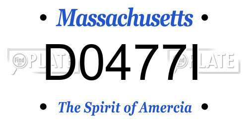 D0477I Massachusetts License Plate