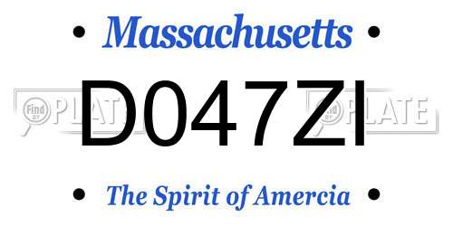 D047ZI Massachusetts License Plate