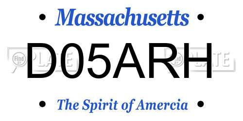 D05ARH Massachusetts License Plate