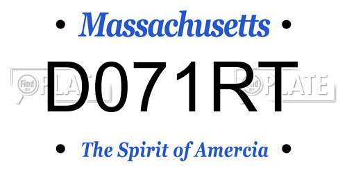 D071RT Massachusetts License Plate